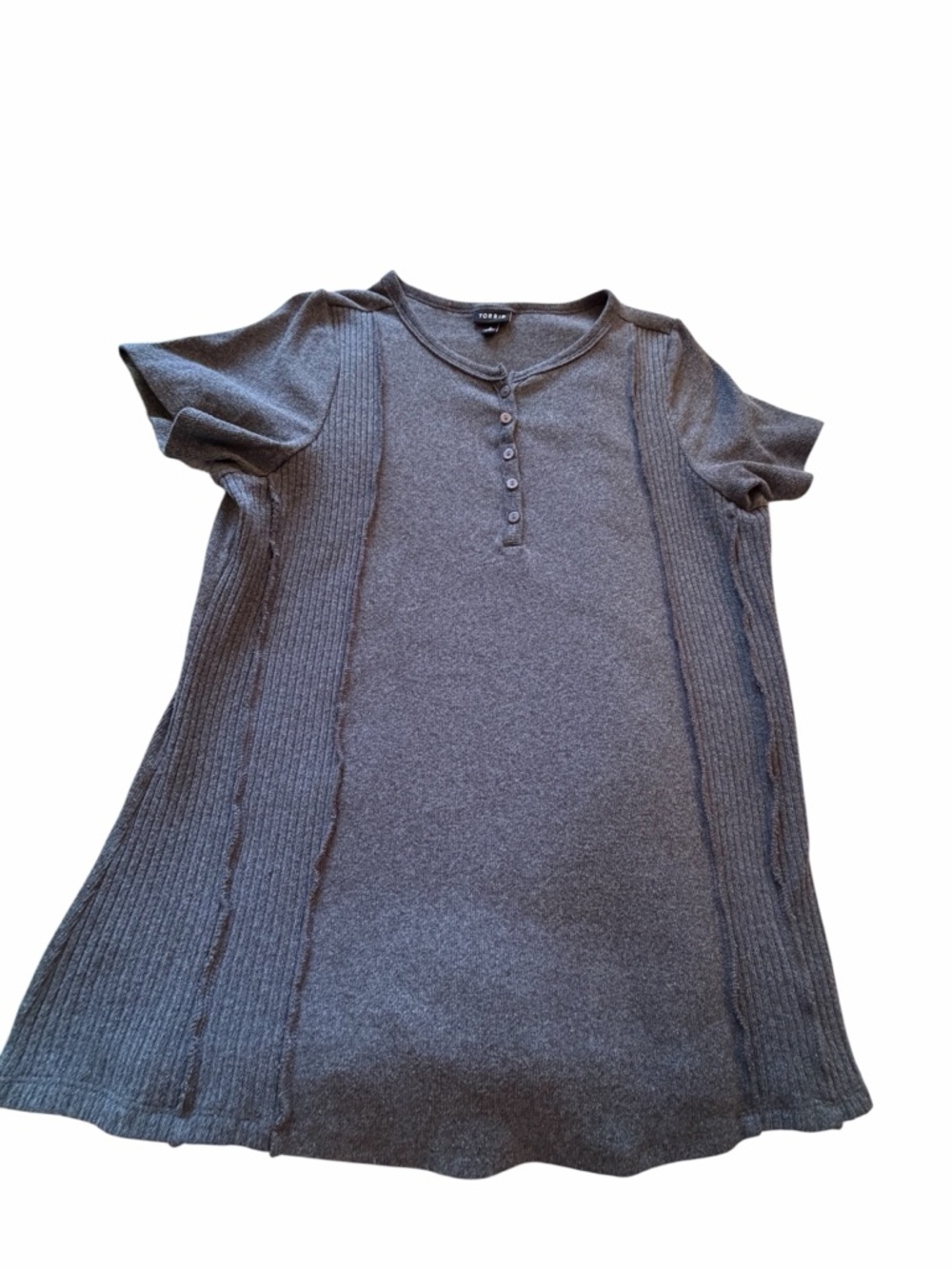 Torrid Plus Size Gray Knit Henley-Short Skeeve Top-Size 2X